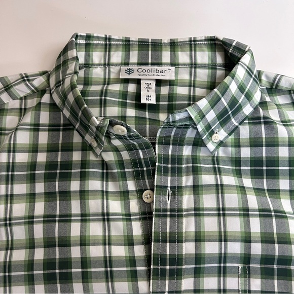 Coolibar men’s long sleeve green check plaid button down size M - Picture 6 of 10